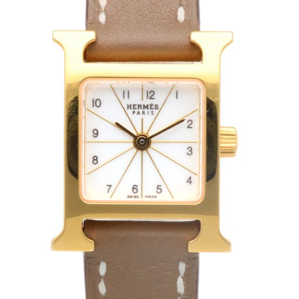 エルメス Hウォッチミニ 腕時計 GP HH1.101 クオーツ 1年保証 HERMES 中古
