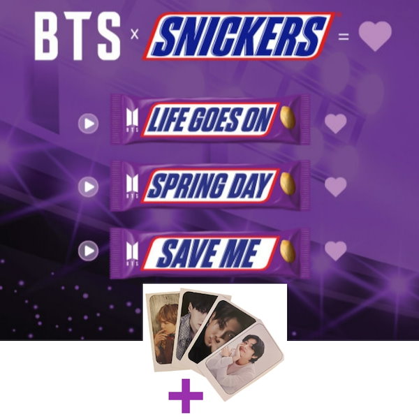 [限定版]BTS X SNICKERS Chocolate Bar（BTSミュージックパック）51g x24pcs BTS コラボ商品 モッパン  YouTube ASMR(BTSフォトカード4枚贈呈)