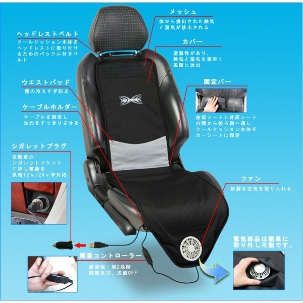 [おしりに汗をかかない]空調ざぶとん 車専用 クールクッション