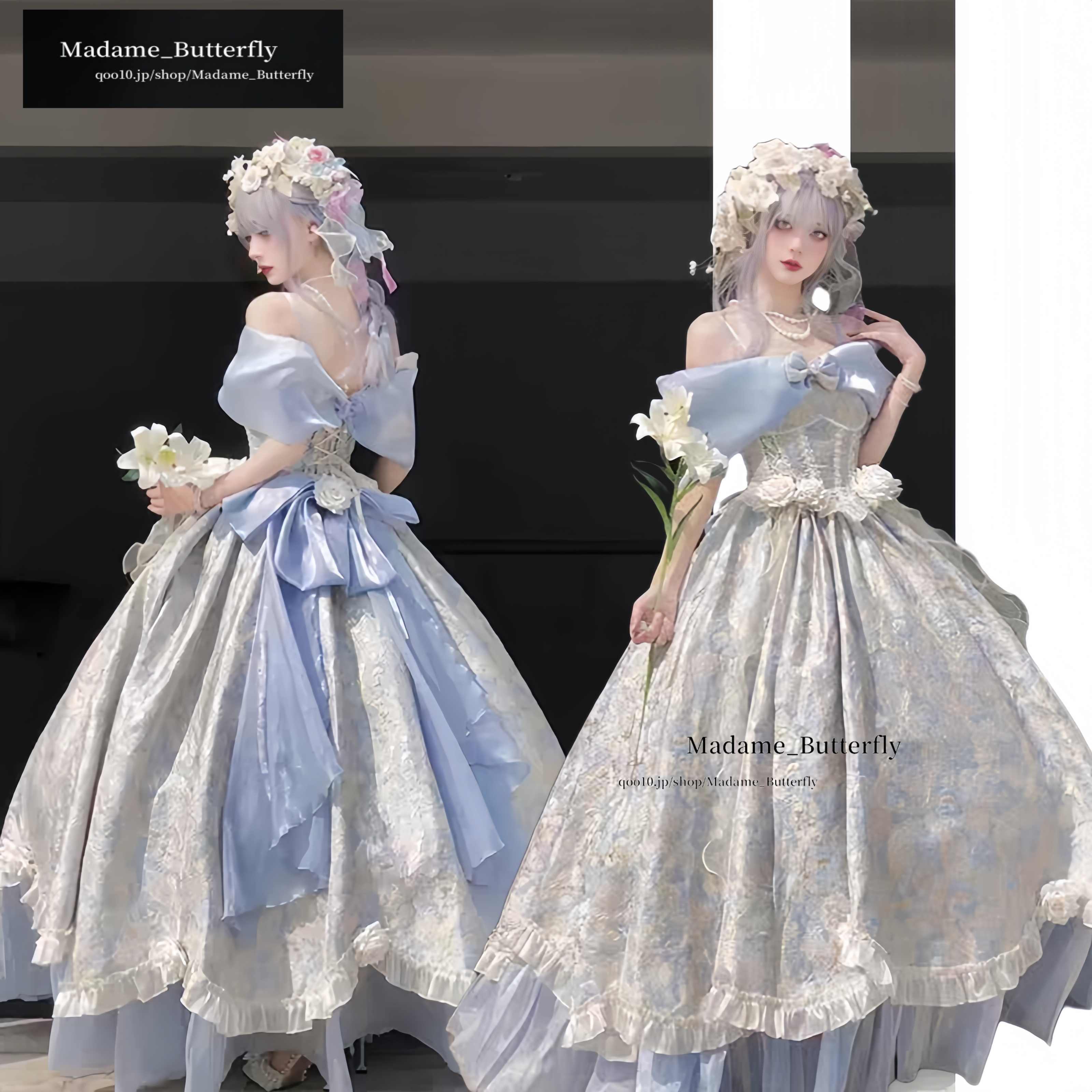 ロリータ ロングスカート ドレス ポンポンスカート 演奏会 二次会 エレガンス ショート丈ドレス 成人式 姫系 発表会 撮影用 お嫁さん 披露宴 花嫁