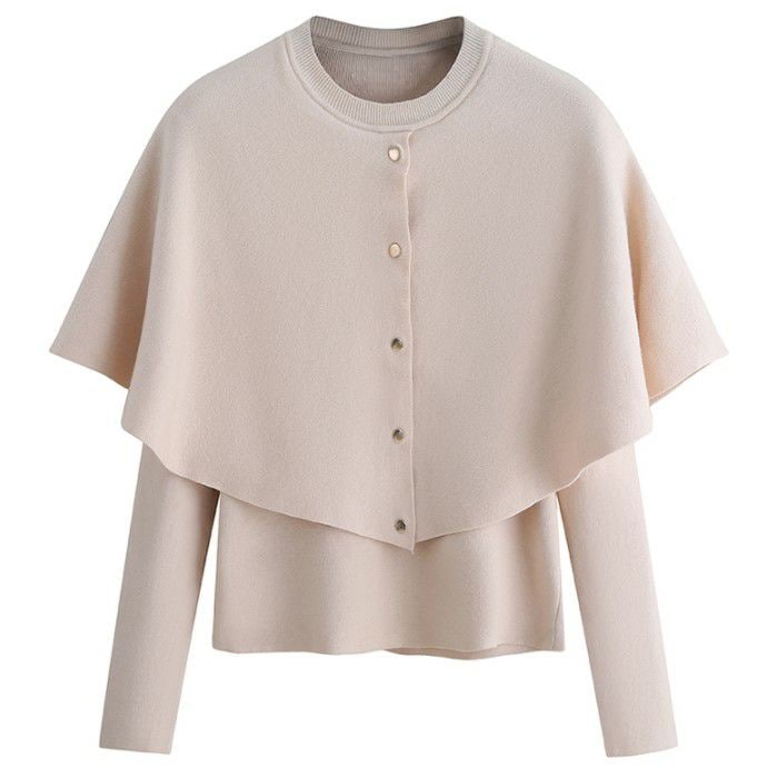 年 春夏 新作 2color ケープ デザイン ニット プルオーバー