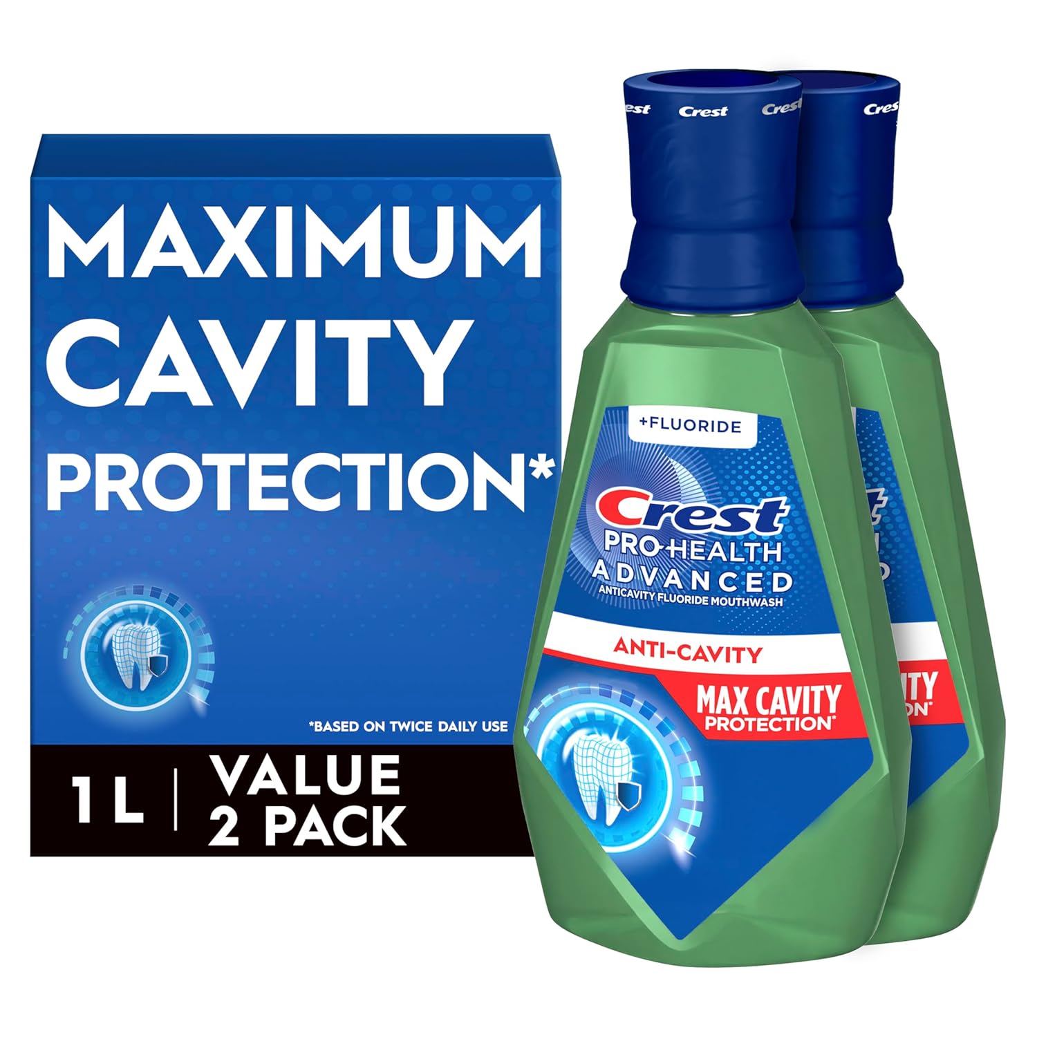 Crest Pro-Health Advanced 最大空洞保護マウスウォッシュ - マイルドミント - 2x1L