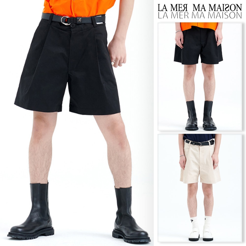 [LA MER MA MAISON] COLOR TAG ONE TUCK SHORT