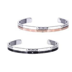 ラインストーンとステンレスコーティングが美しいバングル　選べる二色 01ピンクゴールド　02ブラック送料込み一つ上のランクのオシャレが大人の上品さを演出 5,281円