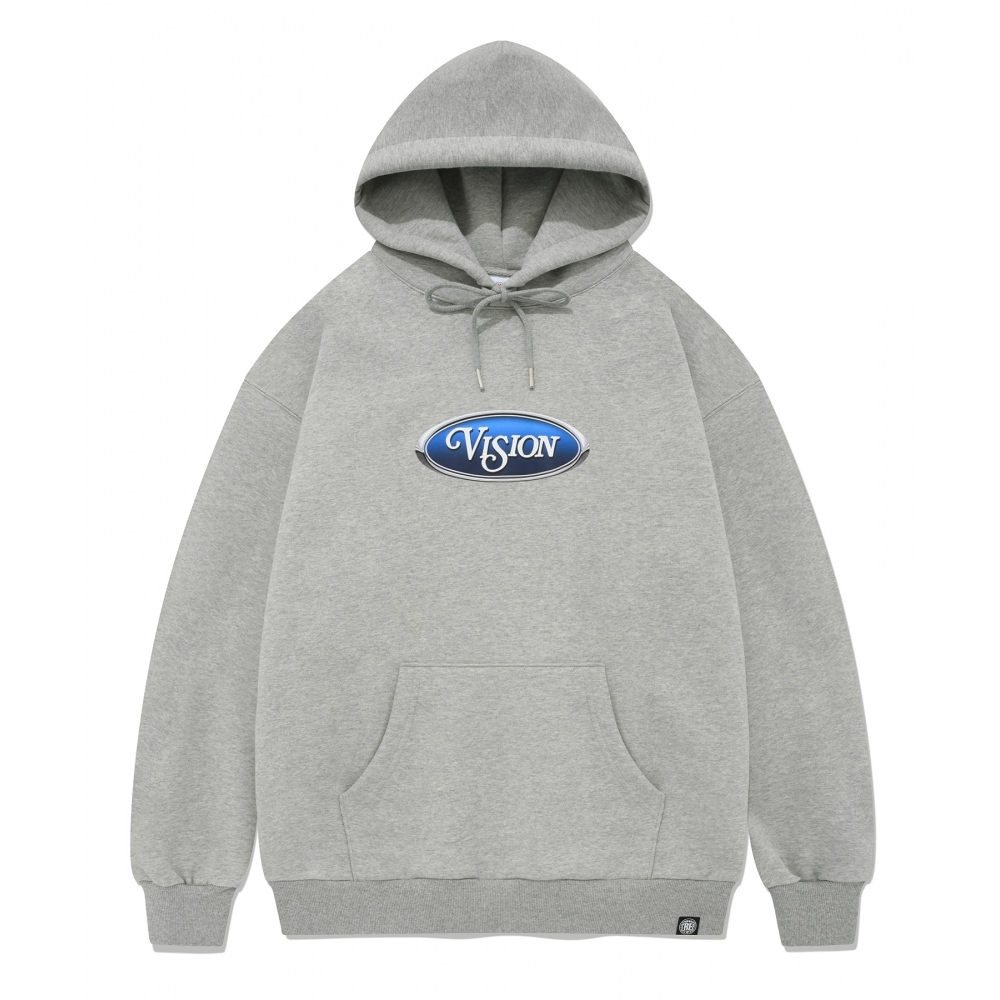 VISION StreetWEAR VSW ブルー オーバル ロゴ パーカー メランジ グレー