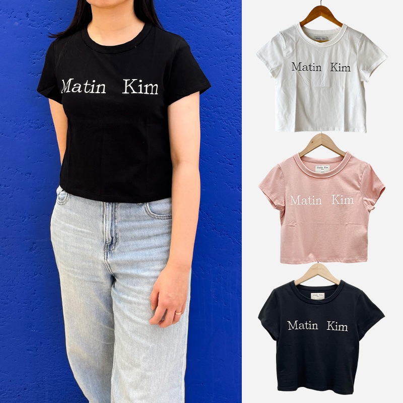 LOGO CROP TOP レタリング・半袖・ラウンドネック・Tシャツ・カットソー