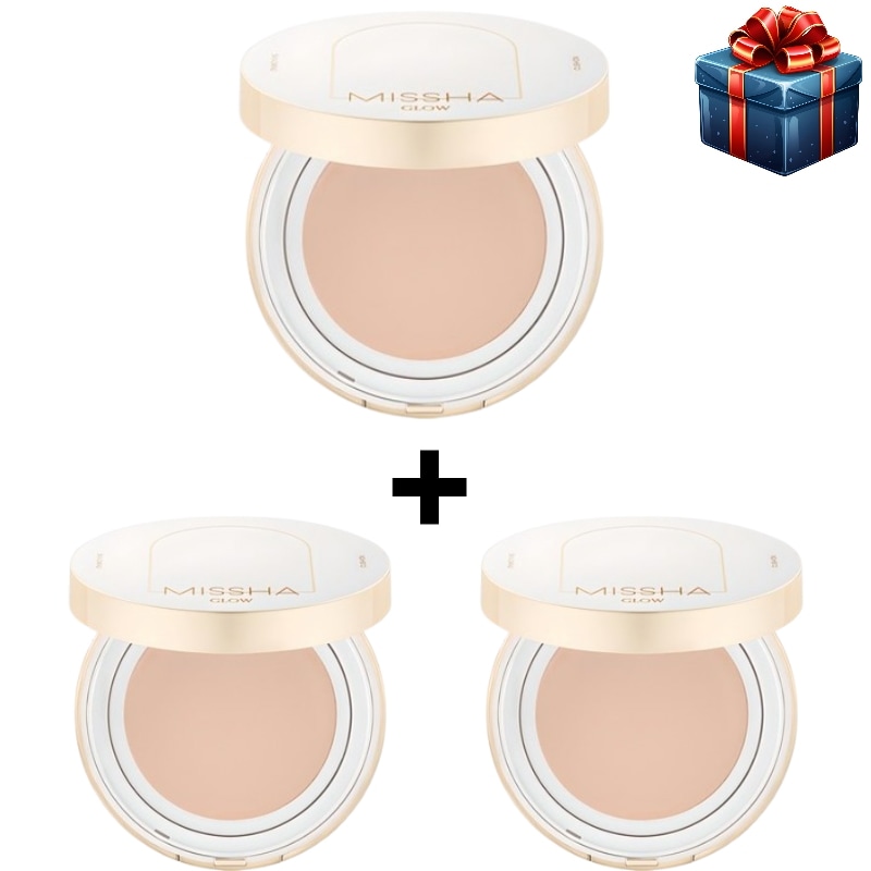 [本品2+1]グロー クッション ファンデーション ライト 本品13g+本品13g+本品13g 韓国コスメ 韓国人気 パデ シワ トーンアップ 紫外線カット しっとり 栄養 水分カバー 光彩 スキンケ