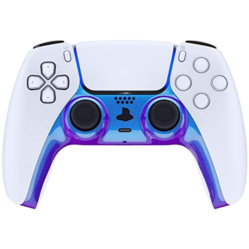 カメレオン パープル ブルー 装飾トリムシェル PS5コントローラー用 DIY交換用クリップシェル プレイステーショ