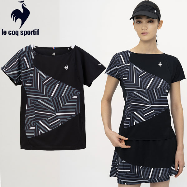 le coq sportif ルコック クーリング サンスクリーン エールフォルム ゲームシャツ テニス QTWXJA02-BK 半袖 日比野選手着用 クーリング