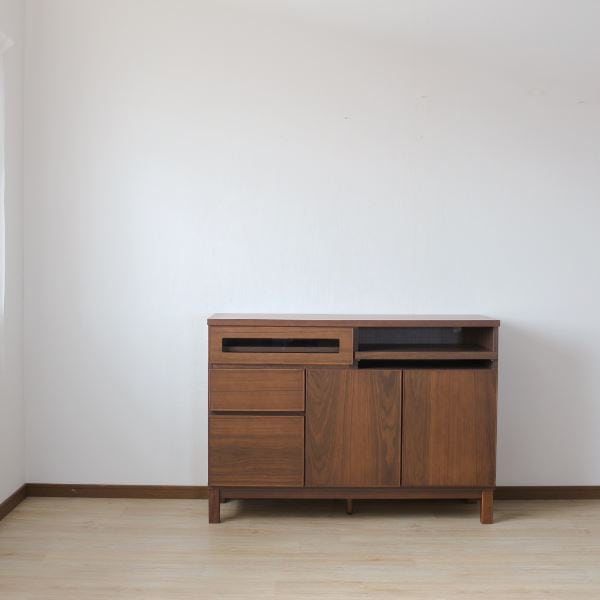 サイドボード 約幅120x奥行41.5x高さ84.5cm ウォールナット スライドテーブル付 リビングボード ダイニング インテリア家具