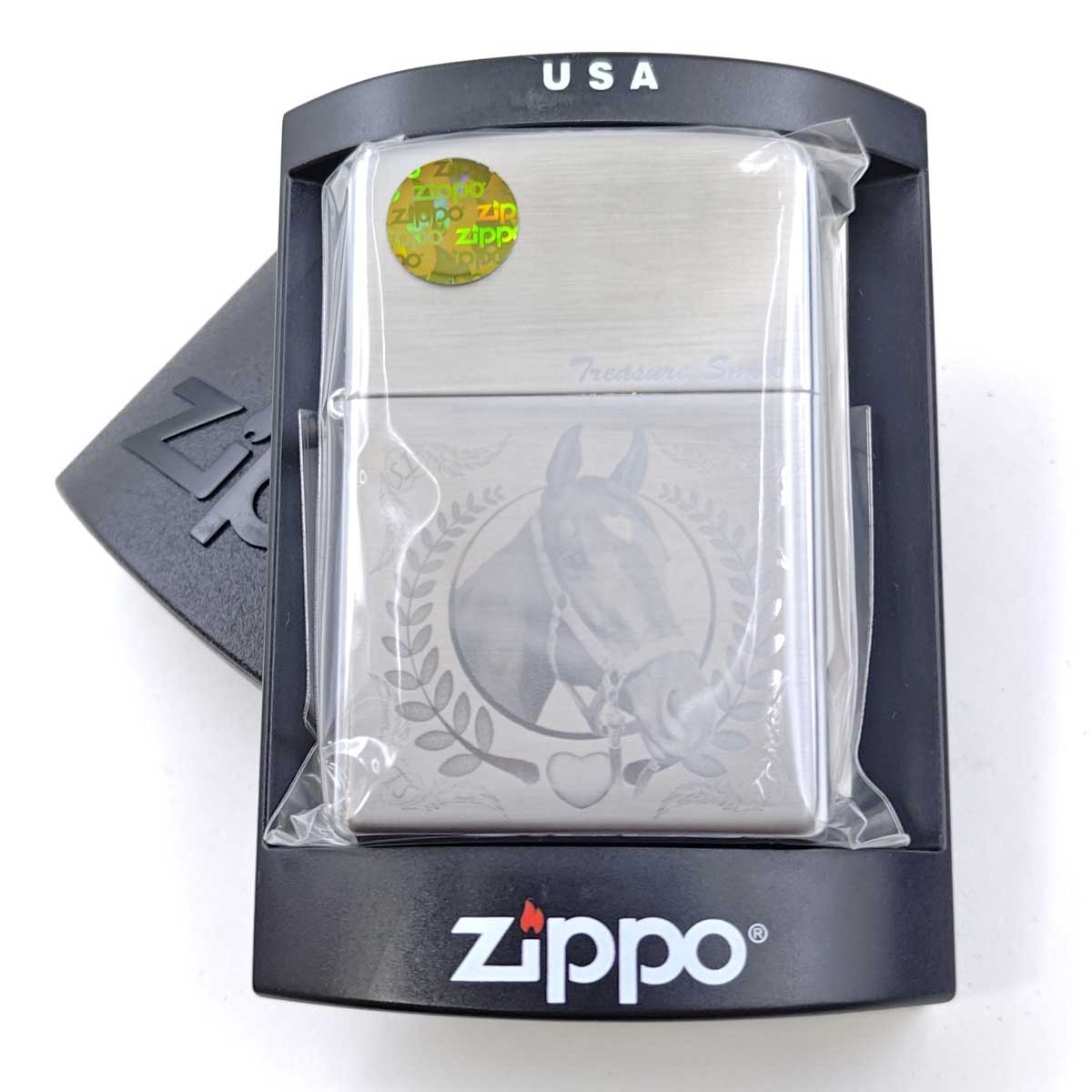 【中古・未使用品】トレジャースマイル zippo ライター 競馬 ジッポー