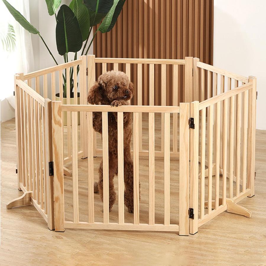 犬ケージ 木製ペットサーク 犬ゲージパネル 組立簡単 超小型犬中型犬向け 木製パネル6枚 折りたたみ可能 ペットフェンス 脱走防止柵 自立 ケージ 脱走防止 パ