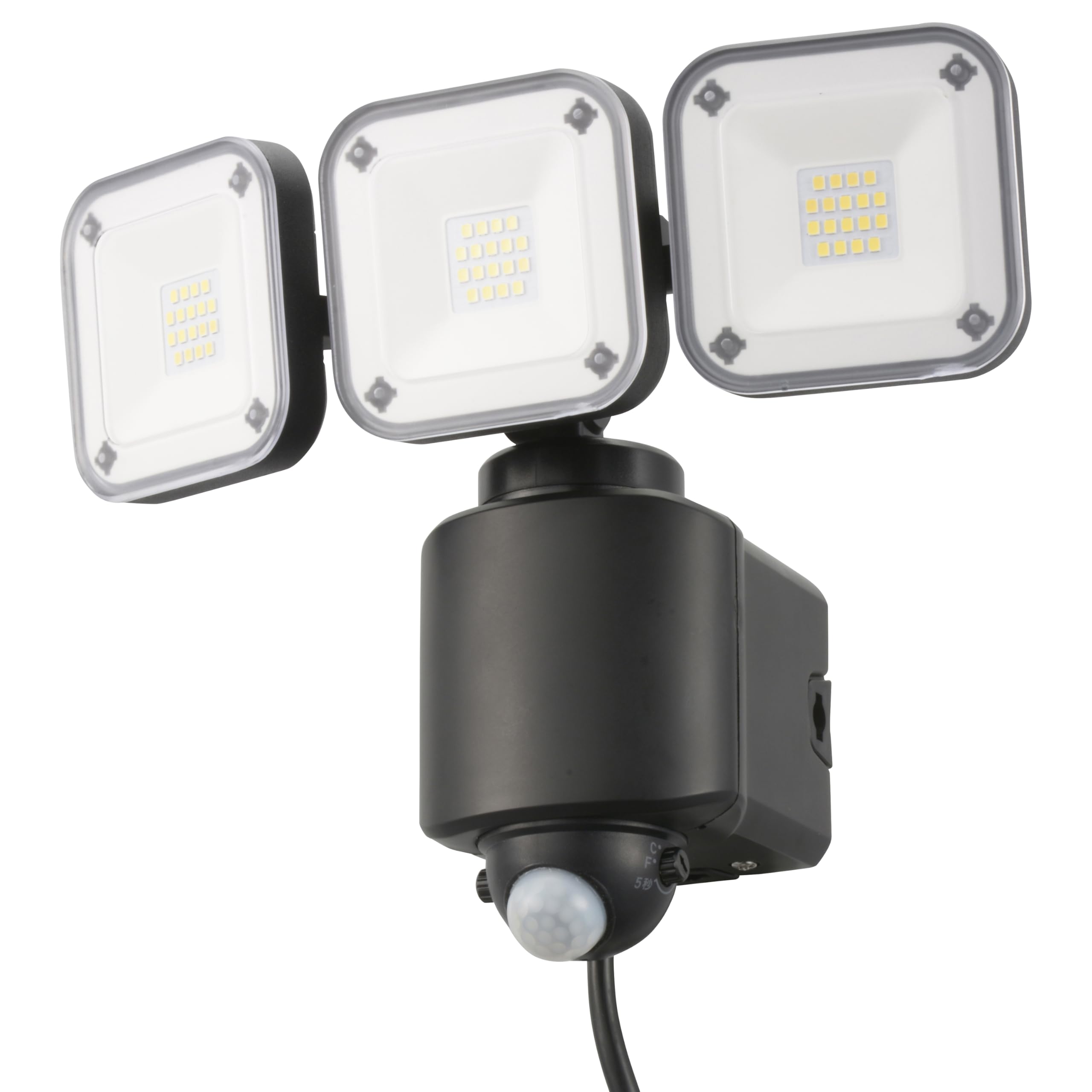 全国送料無料 オーム電機monban センサーライト 屋外 人感センサー コンセント ledライト ac電源 4500ルーメン 3灯 IP44 防犯 自動点灯 消灯 ガーデン 庭 玄関 駐車場 LS-