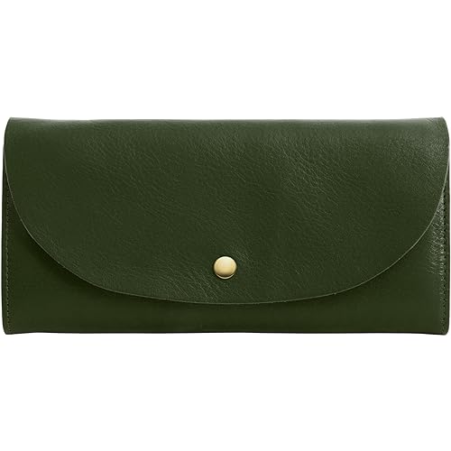 [] 長財布 レディース 本革 イタリアンレザー 大容量なのに薄い 財布 フラップボタン 小銭入れ カードケース かぶせ 無地 ロング ウォレット グリーン 5,954円