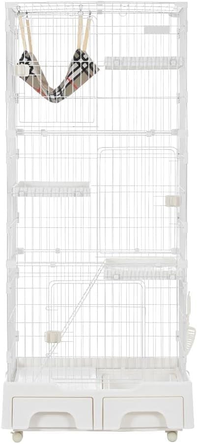猫 トイレ付 ハンモック付 収納型 3段 猫 キャスター付 猫ゲージ おしゃれ キャットハウス ネコ ハウス 多段 留守番 保護 脱走防止 多頭飼い 多頭 スチール ペットケージ