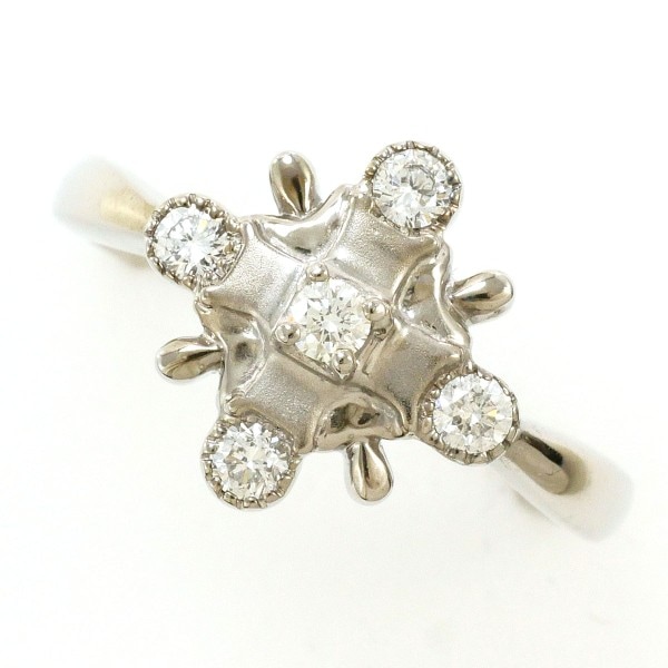 K18 18金 WG リング 指輪 13号 ダイヤ 0.26 カード鑑別書 ジュエリー 中古