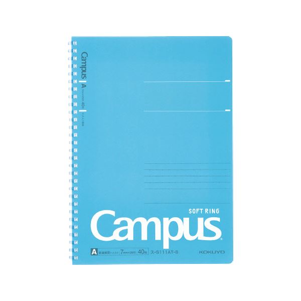 (まとめ）コクヨ キャンパス ソフトリングノートセミB5 A罫 40枚 ブルー ス-S111AT-B 1セット（5冊）(×10セット)