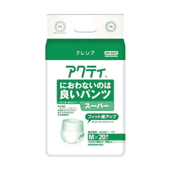 (まとめ) 日本製紙クレシア アクティ におわないのは良いパンツ スーパー M 1パック(20枚) (×3セット)