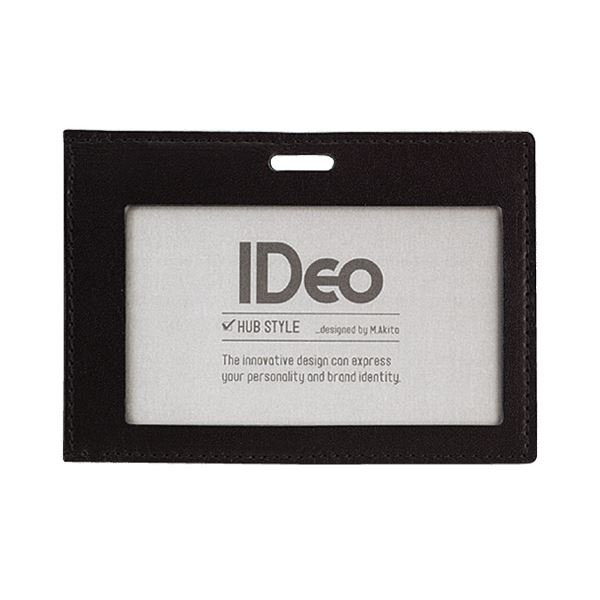（まとめ）コクヨ ネームカードケース(IDeoHUBSTYLE) 革製 名刺・IDカード用 ヨコ型 黒 NM-CK195D 1枚(×5セット)
