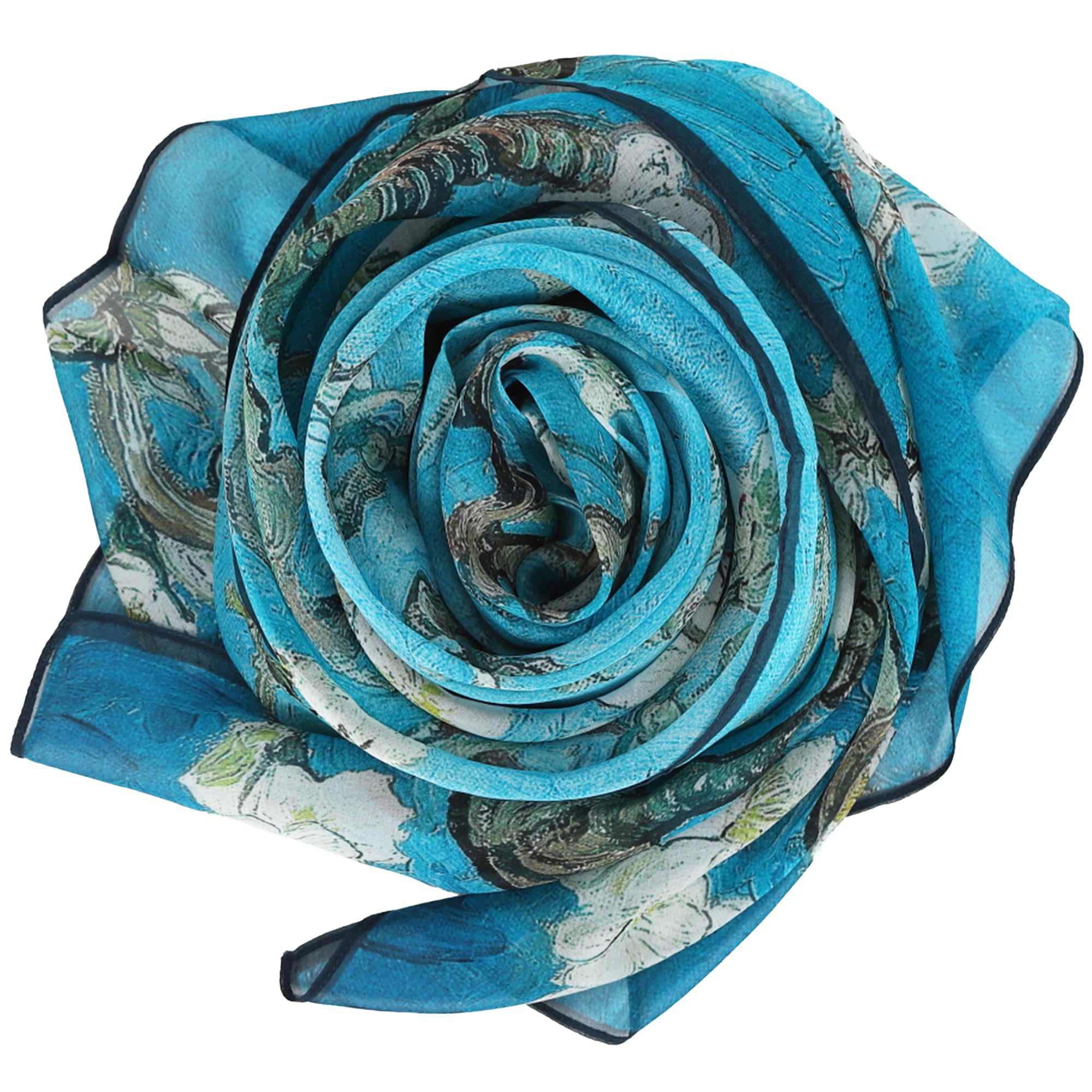 [Anemos] シルク 100％ 印象派 フィンセント・ファン・ゴッホ 花咲くアーモンドの枝 シフォンシルク 大判 名画 ストール ギフト