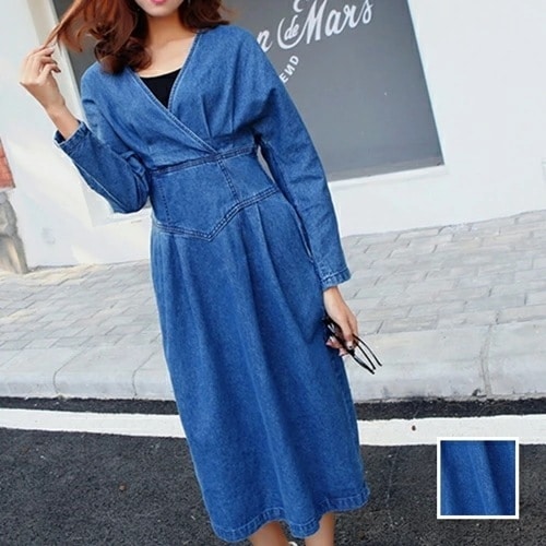 ワンピース カジュアル ミディアム ひざ丈ワンピ 韓国 ファッション レディース 春 夏 秋 カジュアル コーデ シンプル 定番 セレカジ 20代 30代 40代 2025 ロング 長袖 Vネッ