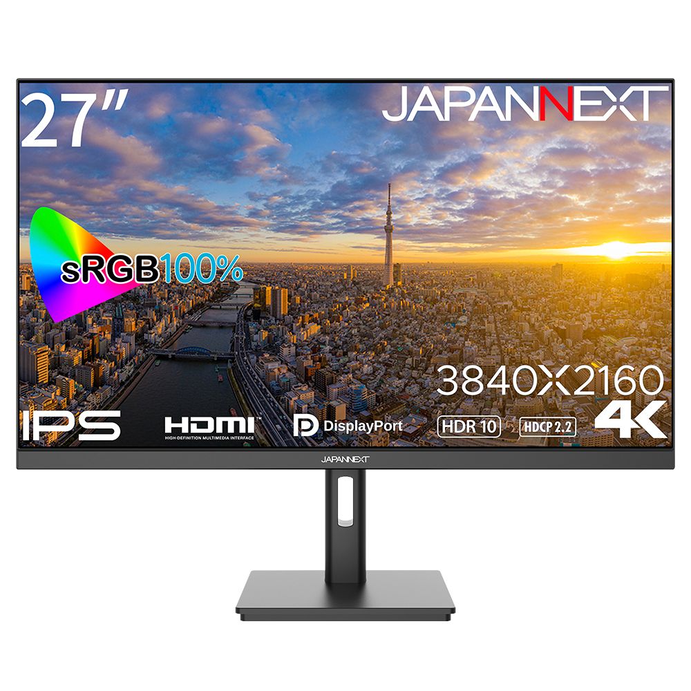 JAPANNEXTジャパンネクスト 液晶ディスプレイ(27型/IPS/4K UHD 3840×2160/60Hz/8ms/HDR10/HDMI2.0/DP1.4/VESA/PIP・PBP対応)(ブラ
