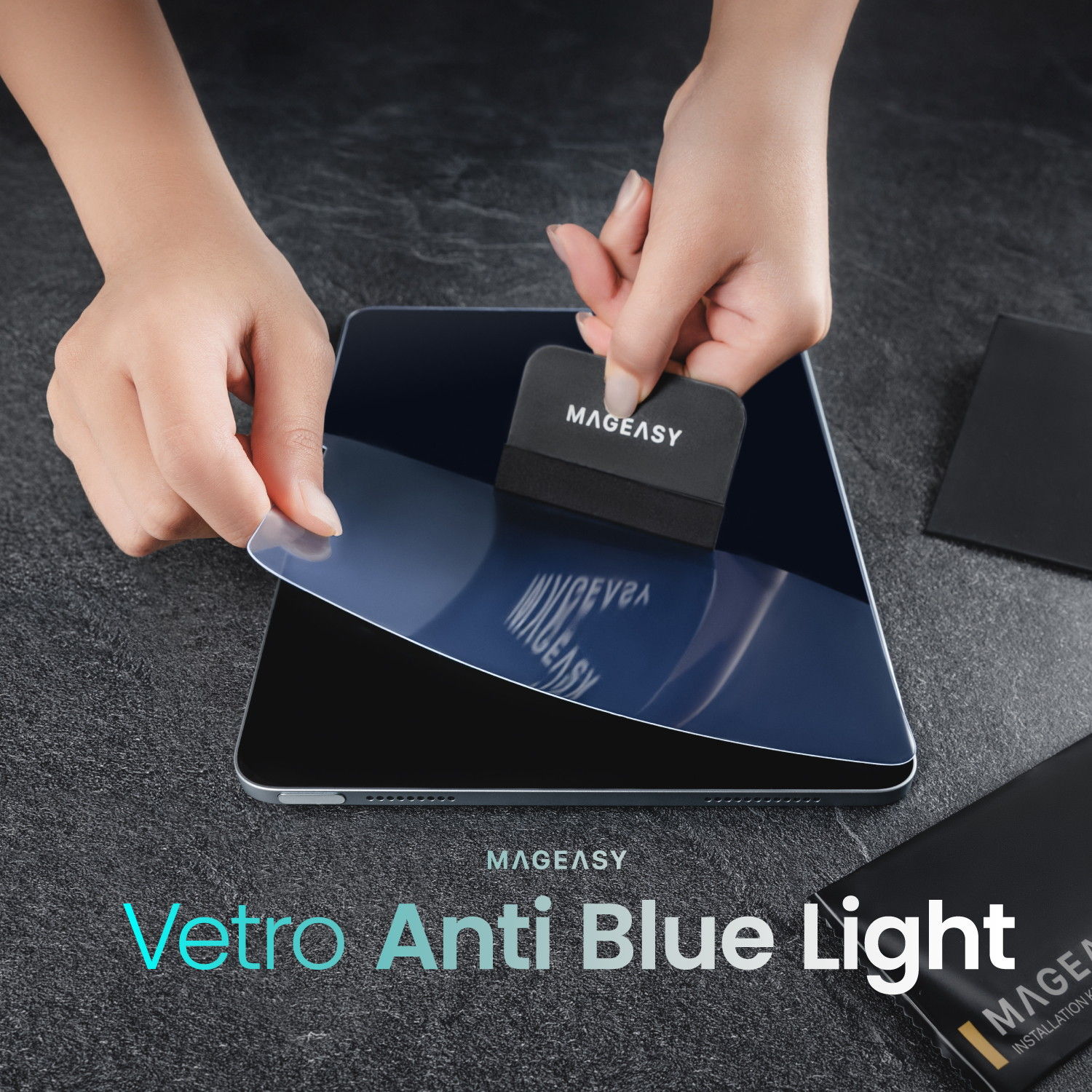 iPad Air 13インチ M3 2025 M2 対応 フィルム ブルーライト カット 指紋防止 9H　ガラス 保護フィルム Vetro Anti Blue Light