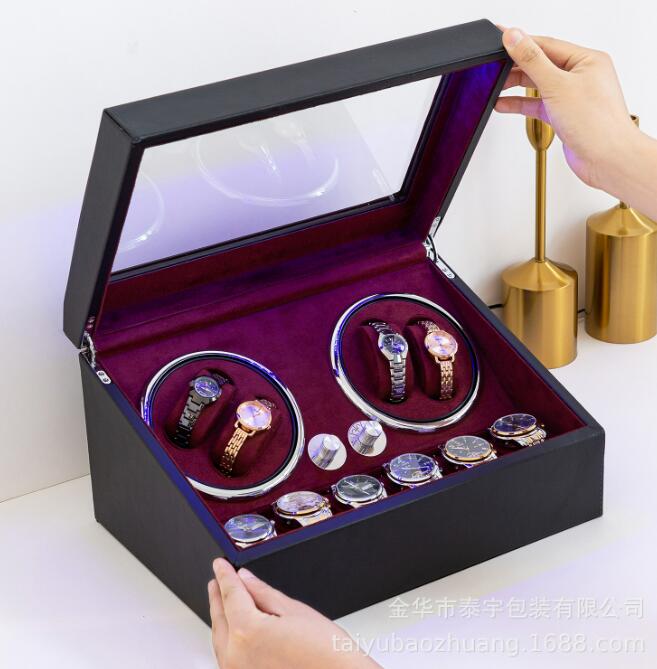 自動巻きメカニカルウォッチワインダー　複数の速度と回転設定を備えた静かなモーターを備えた自動巻き時計用のダブルウォッチワインダー