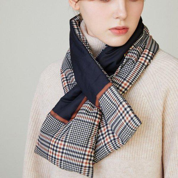 DBMU5F958BK [ギフト包装][マフラー] 女性用 ブラック チェック カラー パディング マフラー