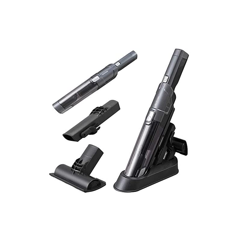 【即納】アイリスオーヤマ ハンディクリーナー 掃除機 コードレス 車用 パワフル 吸引 コンパクト メーカー保証付き 軽量 500g スタンド 充電 IC-H50-B ブラック 5.65.740.