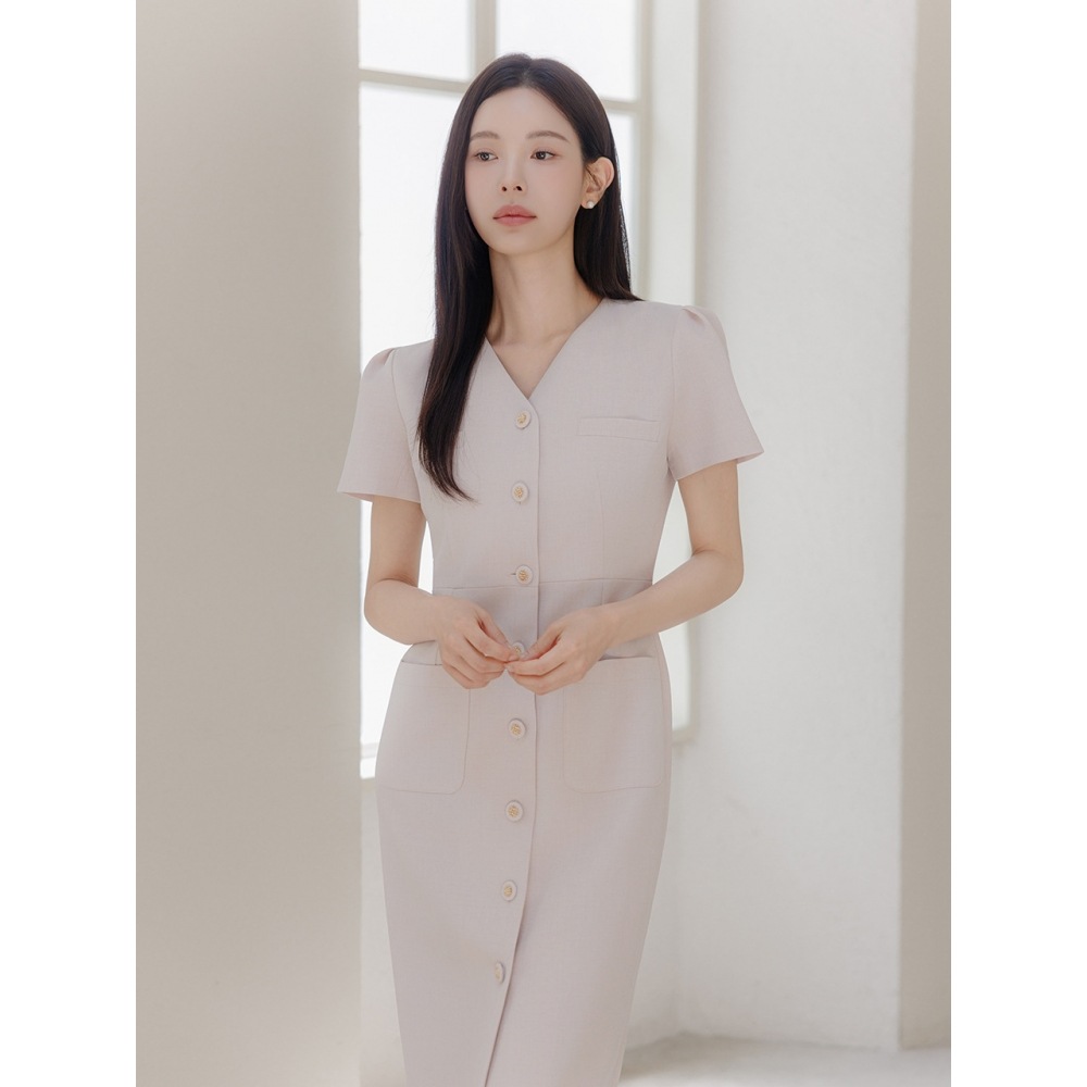 J.Soo ヘリテージツイードドレスピンクベージュ