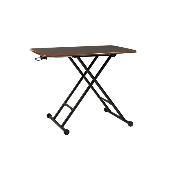 無料発送 昇降テーブル 約W90xD55xH11.5-70cm 組立品 ブラウン テーブル