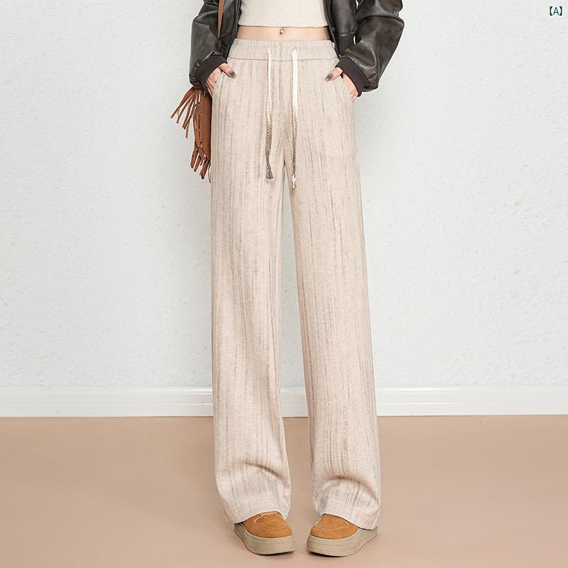 レディース　ファッション　オシャレ　シンプル ウール ナロー ワイド レッグ パンツ 秋冬 ヤマモト パンツ ハイウエスト ドレープ フロア レングス