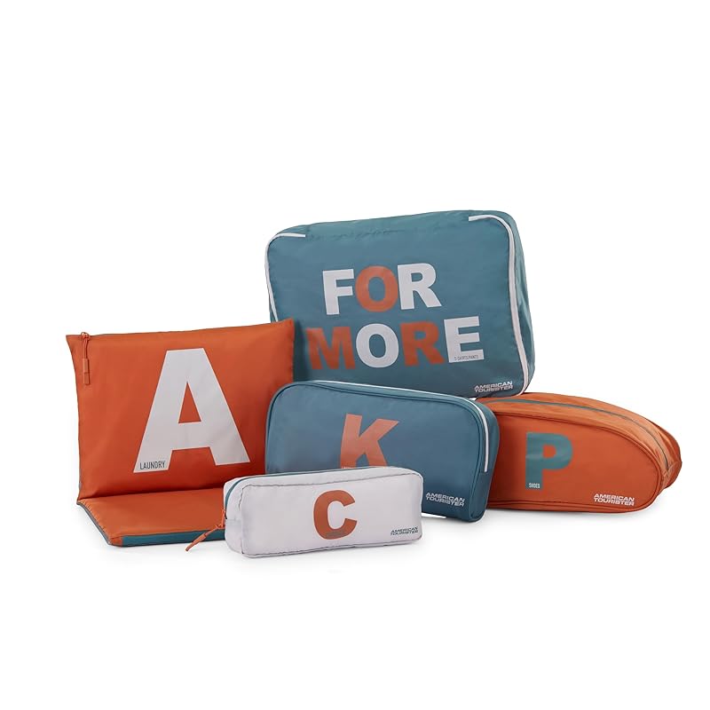 即納：[アメリカンツーリスター] トラベルポーチ 旅行ポーチ 5点セット 5-in-1 旅行グッズ 旅行 ポーチ バッグ マルチカラー