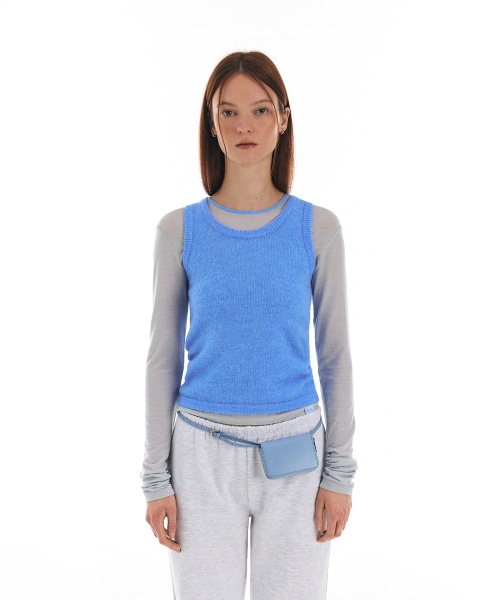グローブジェースニットノースリーブ_ブルー 7,975円