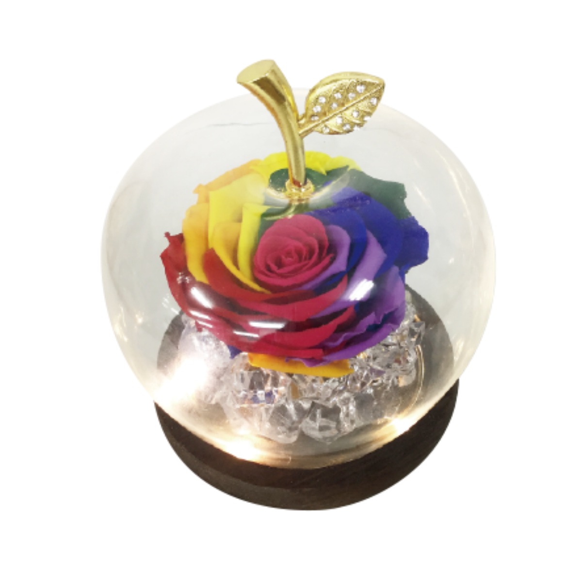 テーブルランプ LEDレインボーグラスドーム プリザーブドフラワー 薔薇 バラ お花 花 LEDライト ガラスドーム フラワー 記念日 ギフト 贈り物 母の日 ローズ カラフル レインボー 5,060円