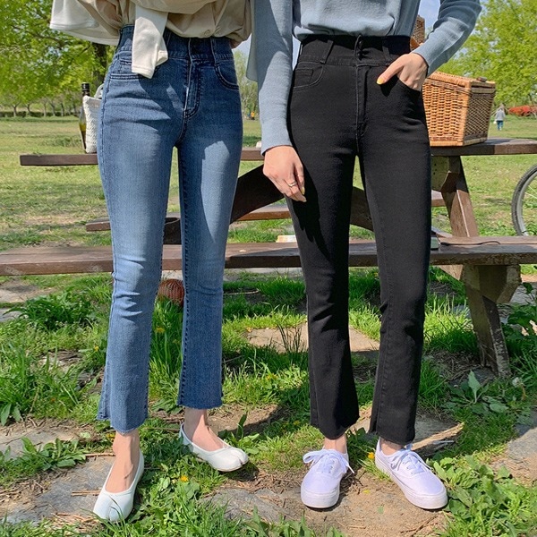 [CHOA]ツーボタンブーツカットジーンズ