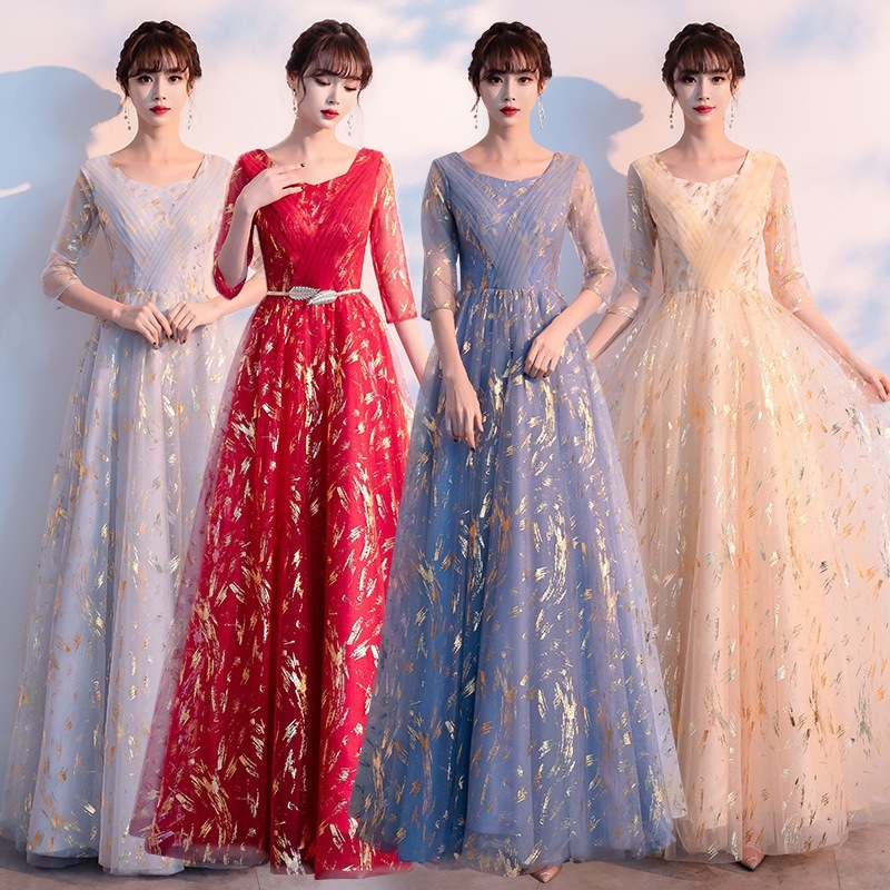 女性のためのコーラスイブニングドレス2024夏大人のパフォーマンス服ロングスカート朗読ホスト指揮者ドレス