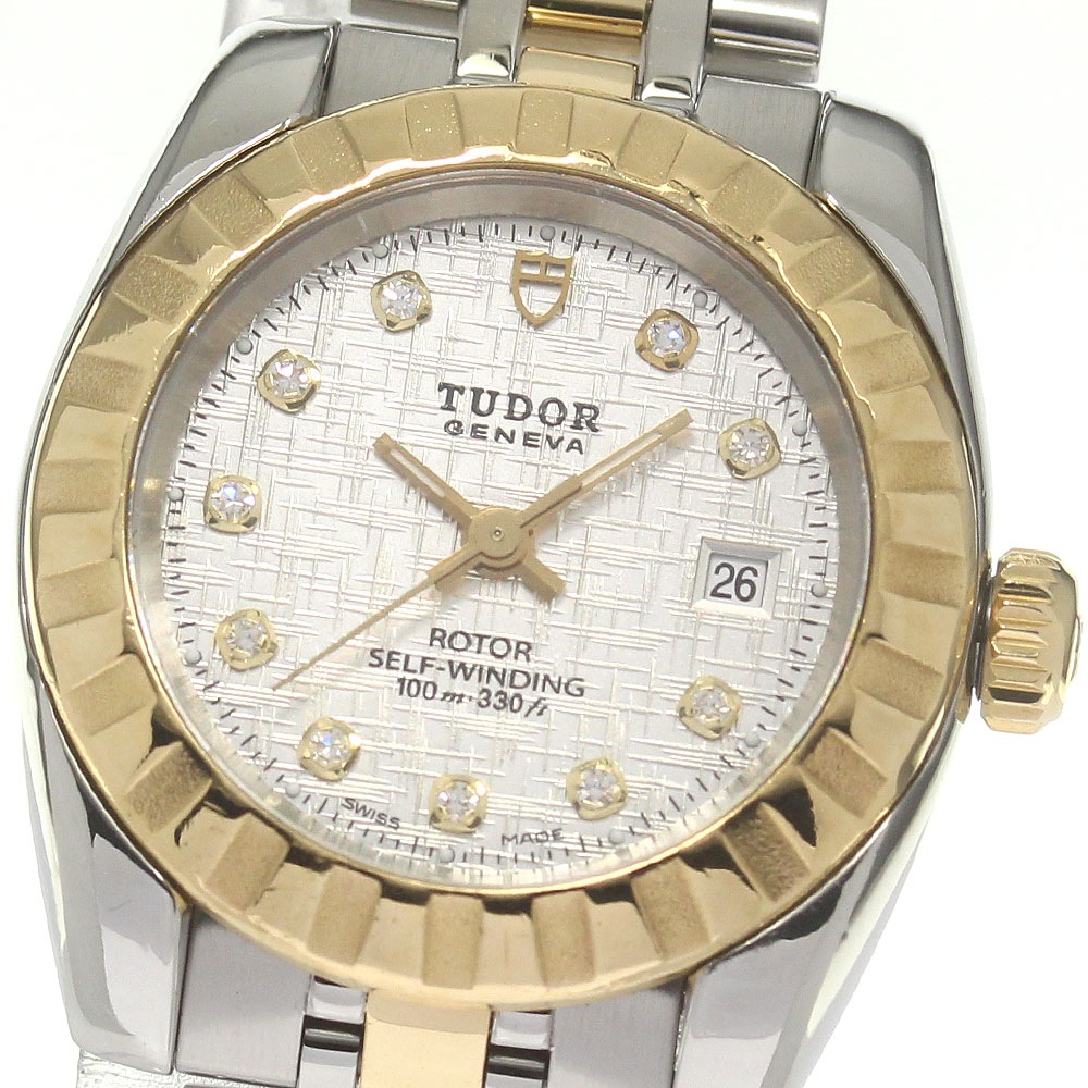 チュードル TUDOR 22013 クラシックデイト 10Pダイヤ YGコンビ モザイク 自動巻き レディース _826140【中古】