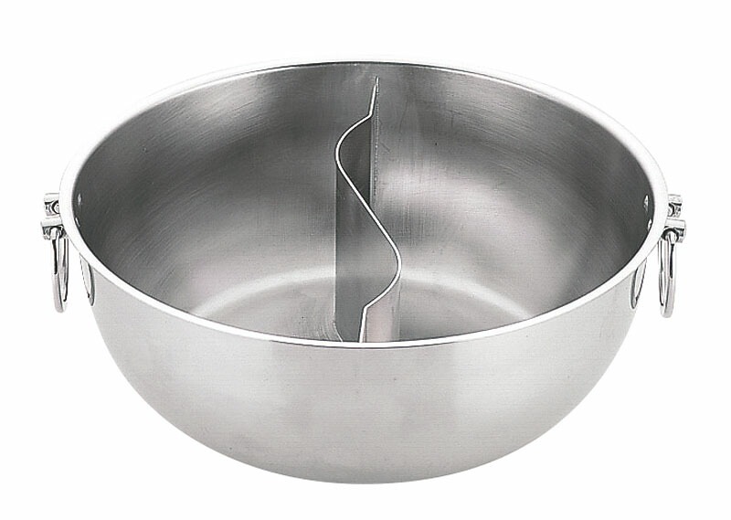 三宝産業 UK 18-0しゃぶしゃぶ鍋（仕切付） 25cm 蓋なし