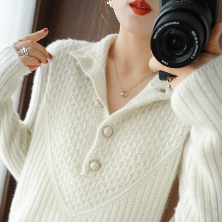 ハイネックニットセーター カジュアルニット 長袖ニットセーター ハーフオープンハイネック トップス ニットソー セーター プルオーバー 袖あり 長袖 Vネック ハイネック スリム ストレート Iライン 5,557円