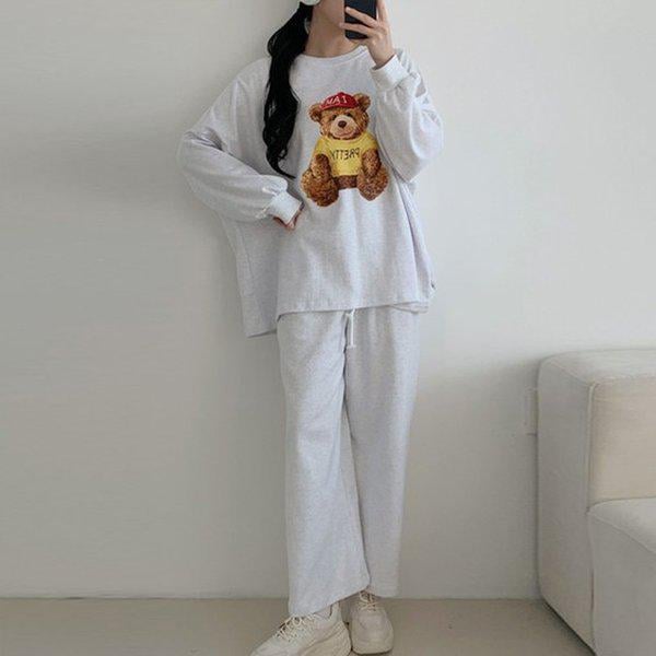 Hスタイル(SET)帽子クマセット 春 女性 トレーニングウェアセット スウェットセット ジョガーセット 上下セットアップ ホームウェア