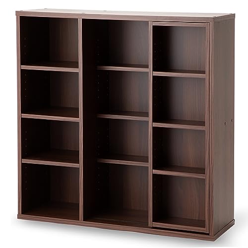 アイリスオーヤマ 本棚 幅約90×奥行約29.2×高さ約92.2cm スライド棚 オープンラック 大容量 組立品 ウォールナットブラウン シングル CSS-9090
