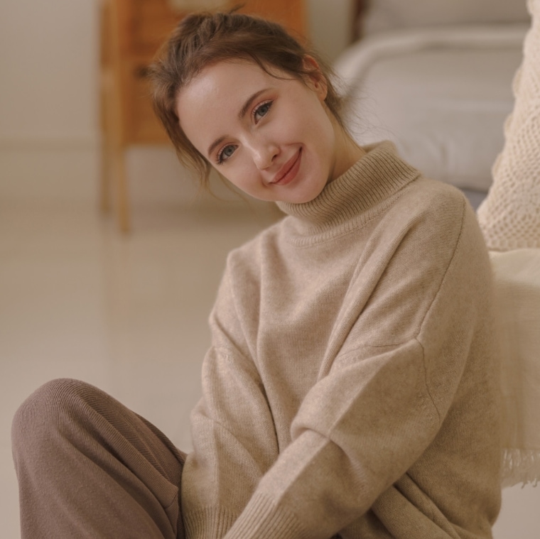 [LJ CASHMERE] Ruzfit Knit Turtle Neck_oatmeal /cashmere100%cashmere