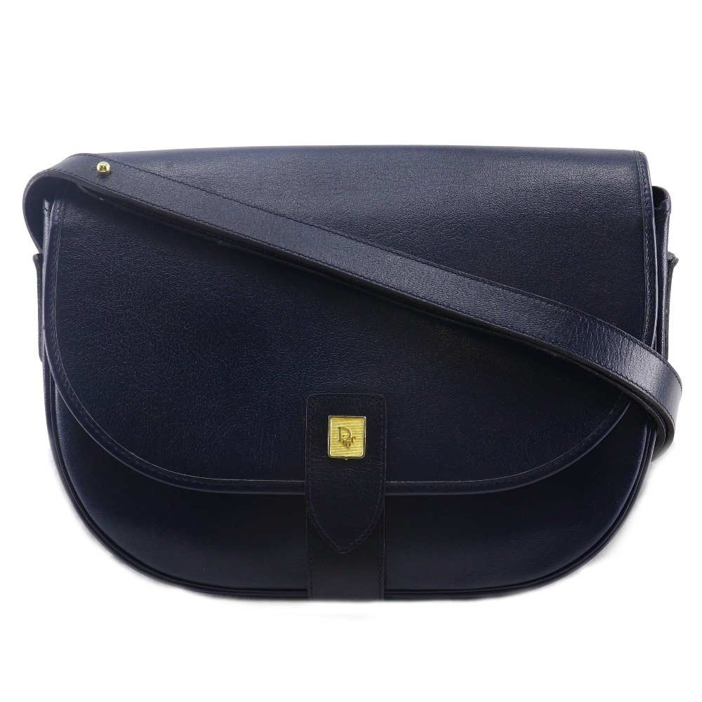 オールドディオール ヴィンテージ ショルダーバッグ レザー 紺 レディース 中古品