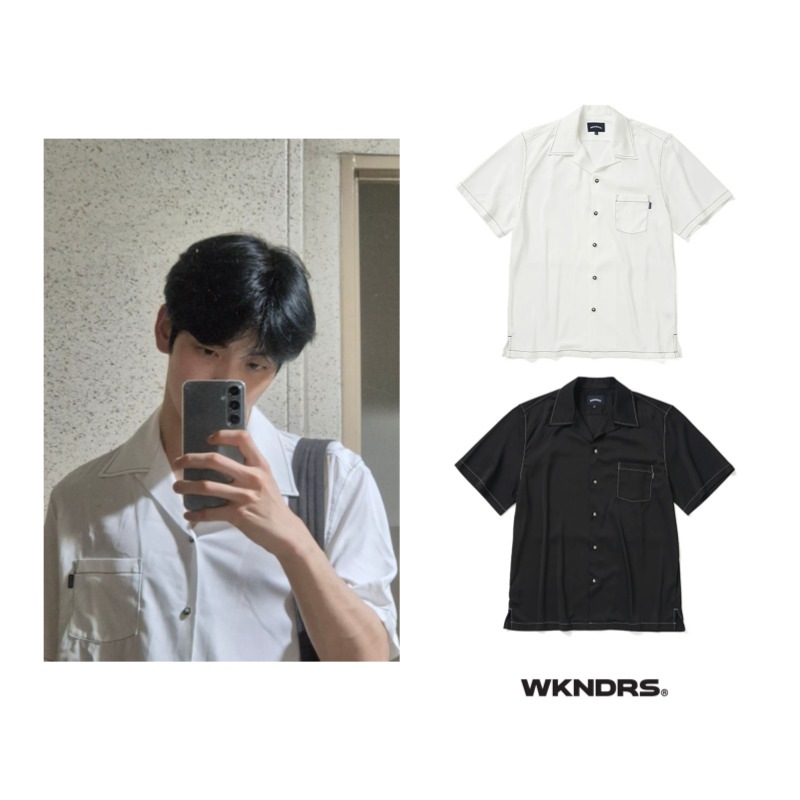 [TXTスビン着用] CONTRAST STITCH SHIRT (WHITE/BLACK) / 韓国アイドル / ユニセックス 6,519円