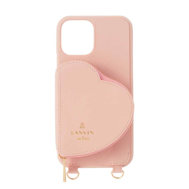 ランバン　Wrap Case Pocket Simple Heart with Pearl Type Neck Strap for iPhone 13 ProMax　LBSHSWPPWPNIP2167