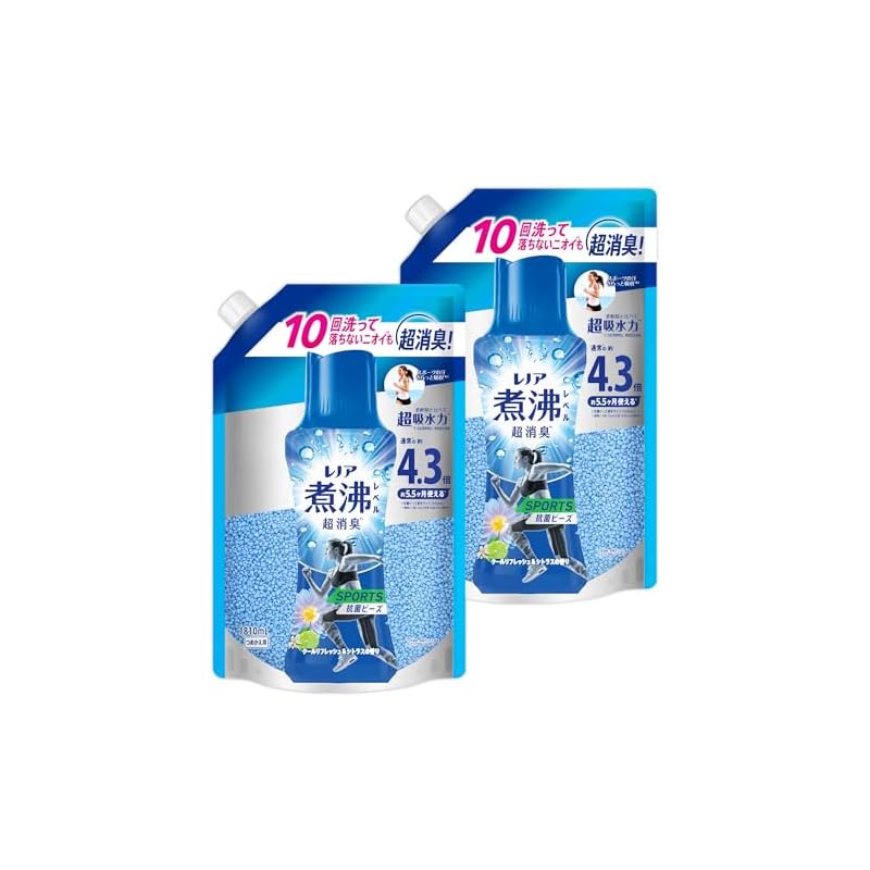 レノア Lenor 煮沸レベル超消臭 抗菌ビーズ SPORTS クールリフレッシュ&シトラス 詰め替え 1,810mL×2袋 [大容量]【まとめ買い】