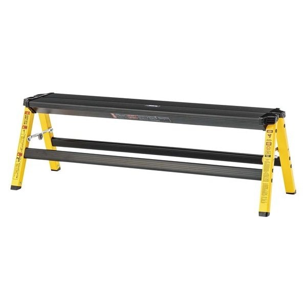 ステップワイドスツール スツール 脚立 1段 高さ22cm 幅90cm アルミ イエロー