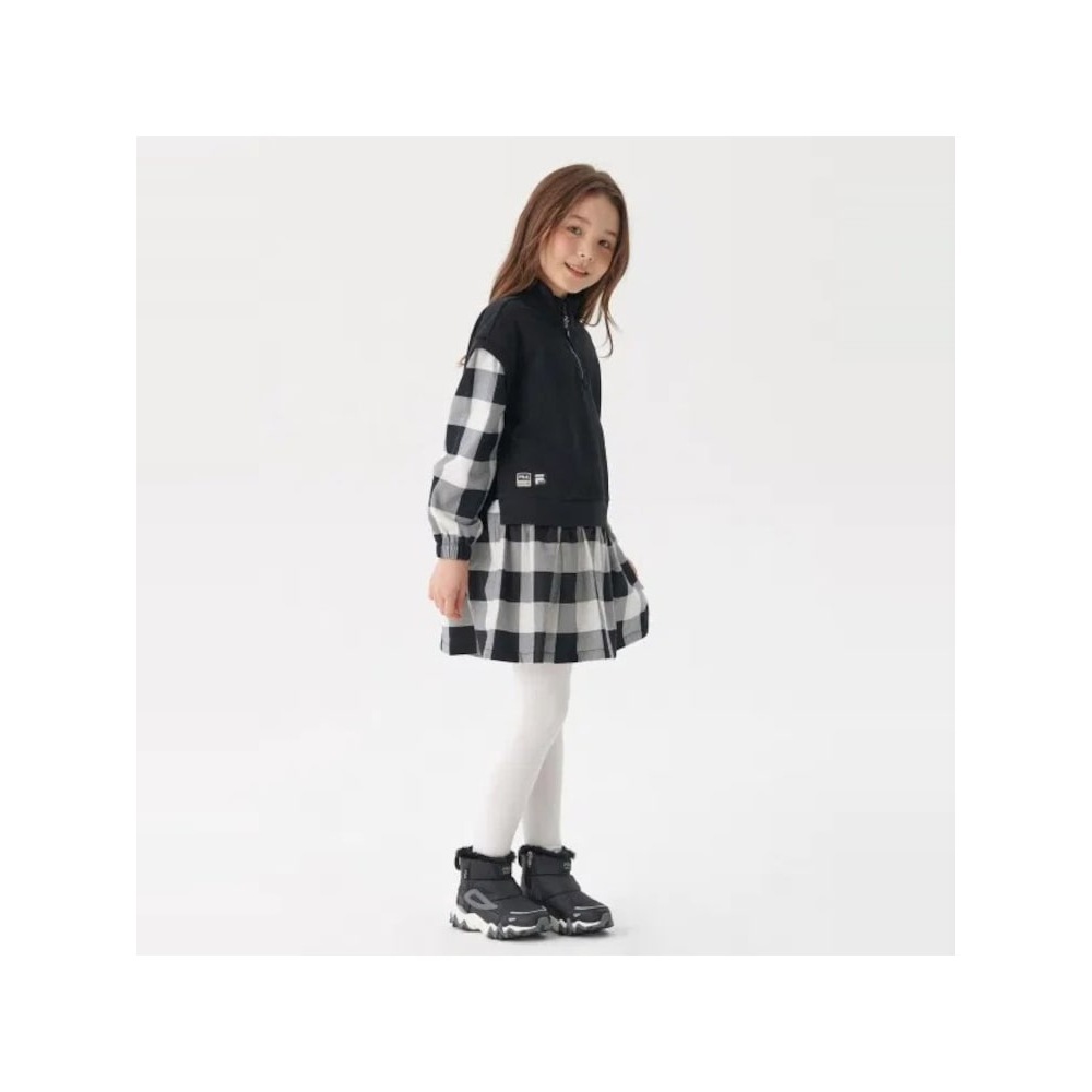 [FILA KIDS] アーバンチェックレイヤード起毛ワンピース (FK2OPF4501F_BLK) Q0ZFK2OPF4501FBLK